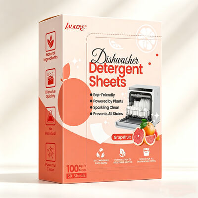 แผ่นน้ำยาล้างจานแบบเป็นมิตรต่อสิ่งแวดล้อม ไม่ก่อให้เกิดอาการแพ้ และติดทนนานสำหรับล้างจาน